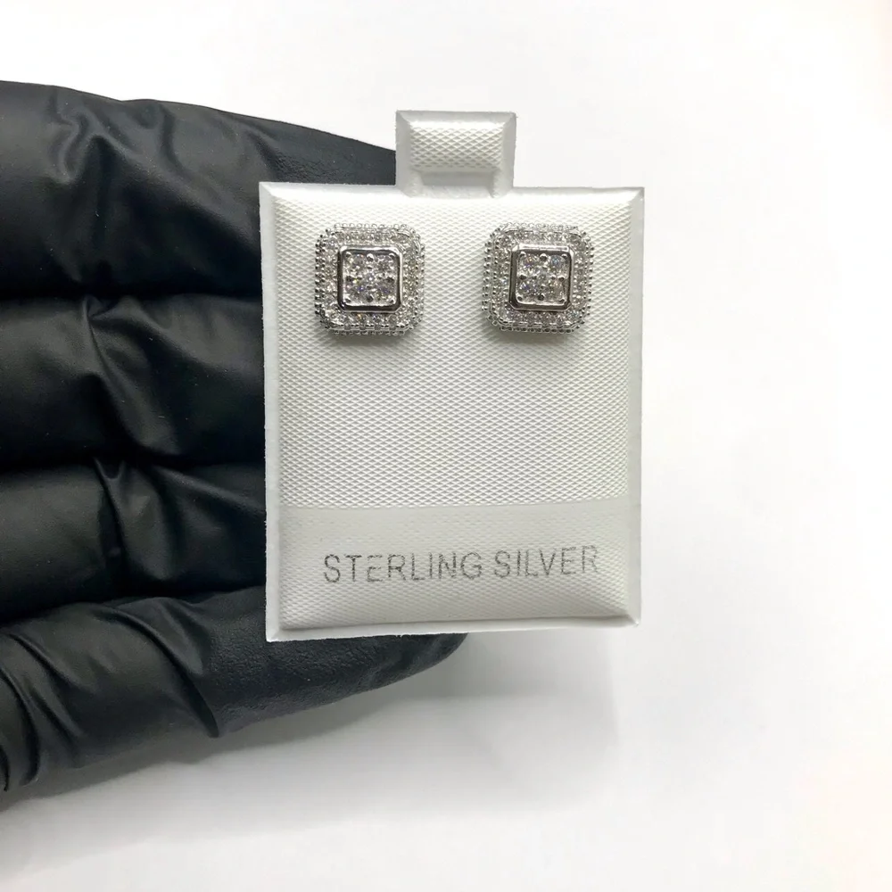 925 Sterling Silver Square Halo Stud Earrings 0.70CTW MOISSANITE
